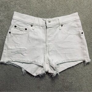 Levi’s White Distressed Women Shorts